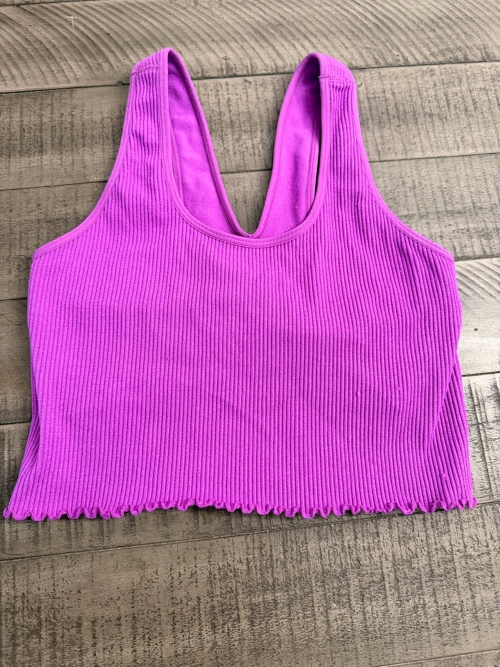 Spiritual Gangster Ribbed Scoop Neck Crop Tank - Bright Purple - Picture 1 of 3